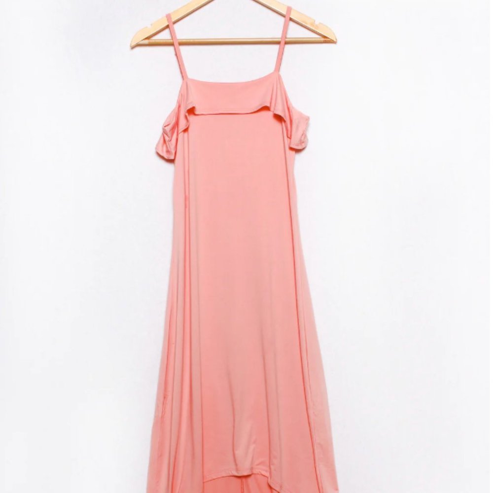 💗Women high low midi dress with ruffle detail
